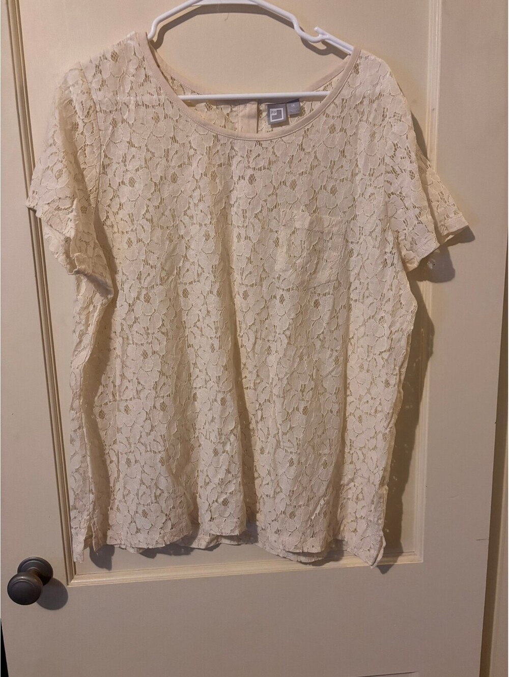 JCPenney Women's Ivory Lace Short Sleeve Blouse Size 1X